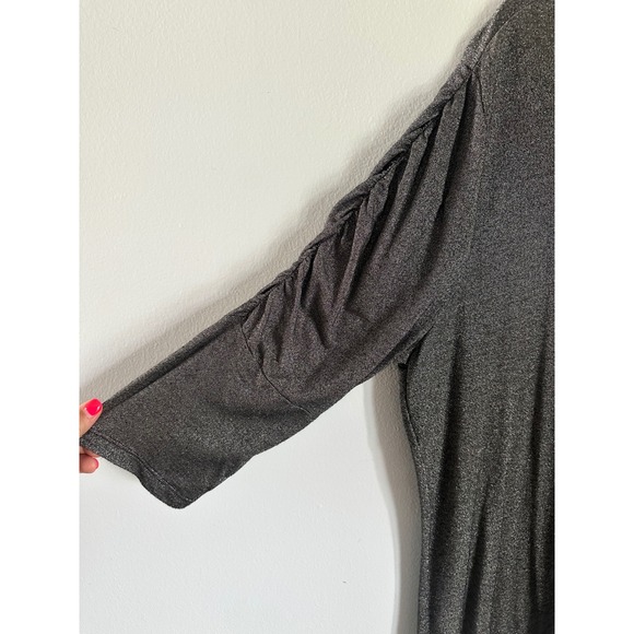 Lane Bryant Tunic Top Ruched Sleeve metallic Plus Size Top Gray 18/20 - Picture 2 of 5